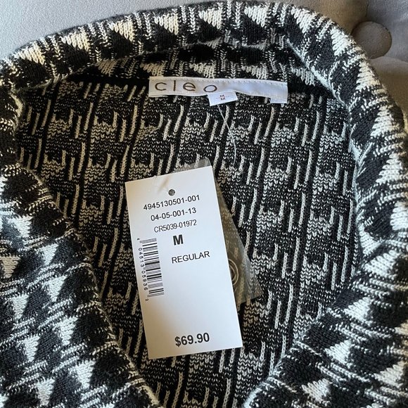 Moto Style Houndstooth Print Sweater Jacket - Picture 8 of 8